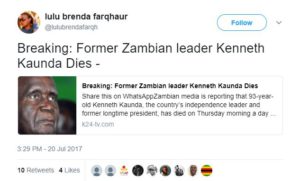 Kenneth Kaunda Dies