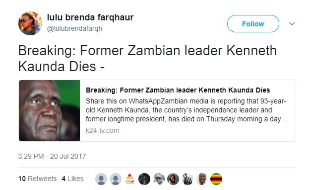 Kenneth Kaunda Dies