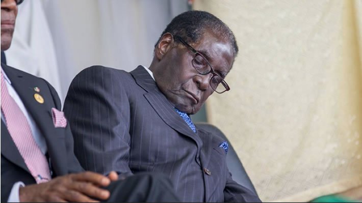 President Mugabe sleeping