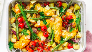 Parmesan chicken tray bake